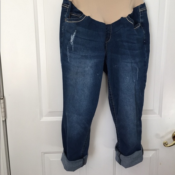 MATERNITY DENIM CAPRI JEANS SZ L MOTHERHOOD